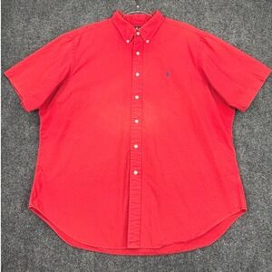 Ralph Lauren Mens XXL Red Short Sleeve Button Down Shirt Classic Fit Cotton Pony